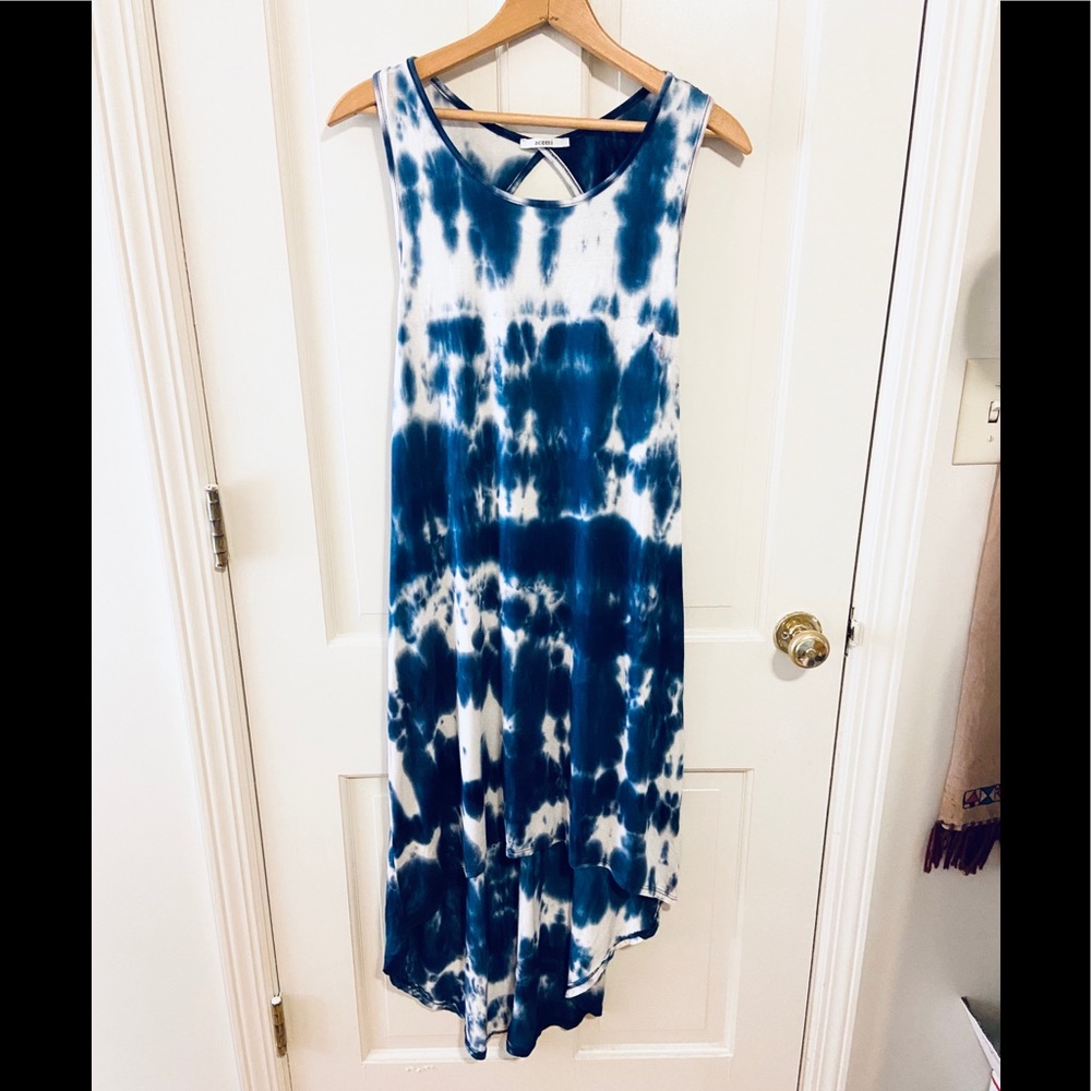 Acemi blue/white tye dye sleeveless dress boho